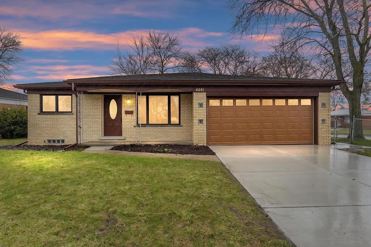 A home in Metro Detroit's suburbs at dusk